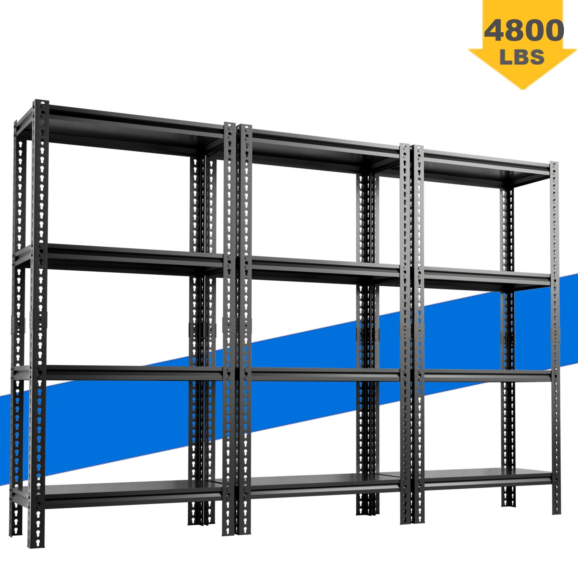 4 Shelves Adjustable Storage Black Shelves, 63