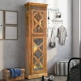 thumbnail image 1 of 4 Shelves Antique Handcarved Narrow Armoire | Farmhouse Style 90 Inch Tall Solid Wood Wardrobe with 2 Door | Vintage Storage Clothes Closet, 1 of 9