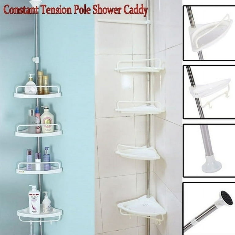 4 Shelves Bathroom Shower Storage Constant Tension Corner Pole Caddy  Organizer