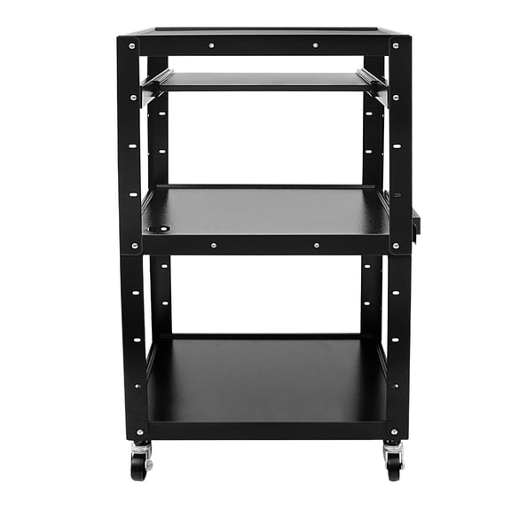 4 Shelves Cart, 42 Inch Adjustable Media Cart with Wheels, Mobile Notebook Table Stand for Home Office