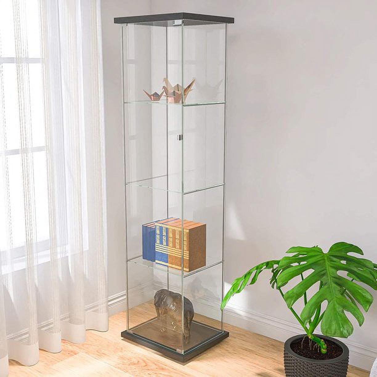 4 Shelves Curio Glass Display Case Display Shelves Showcase for