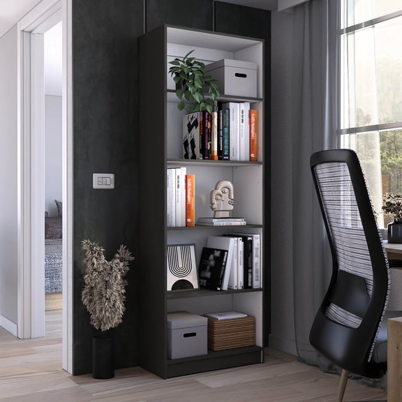 4 Shelves Design - High Storage Capacity - Home Library Display - Show Decorative Elements