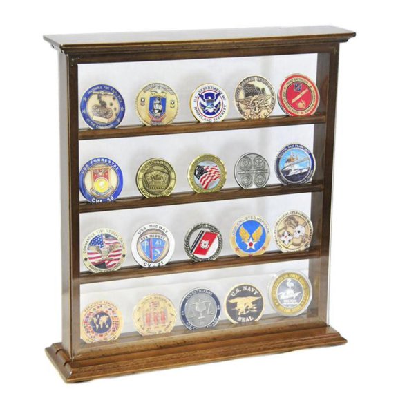 4 Shelves Military Challenge Coin Curio Stand Rack