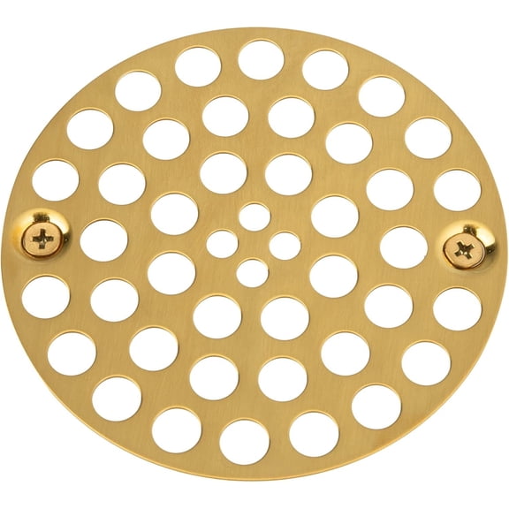 4'' Shower Strainer Drain Trim Set, Solid Brass Screw-in Shower Strainer Drain Cover, Strainer Grid by , Machine & Self-Tapping Screws Included (Brushed )