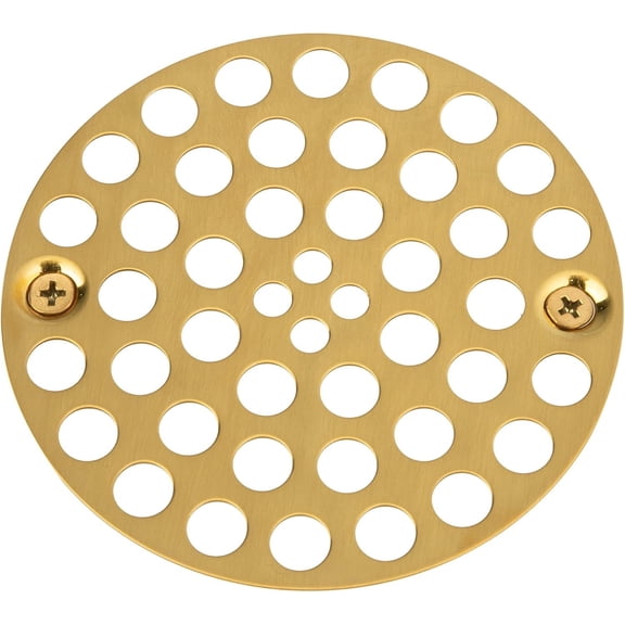 4'' Shower Strainer Drain Trim Set, Solid Brass Screw-in Shower Strainer Drain Cover,  Strainer Grid by , Machine & Self-Tapping Screws Included (Brushed )
