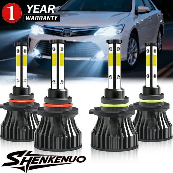 4-Side 9005 9006 High/Low Beam Headlights for Pontiac Bonneville 1992-2005 6000K White,4pc