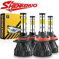 4-Side 9005 H11 High/Low Beam Headlights for Hyundai Gensis 2014-2015 6000K White,4pc