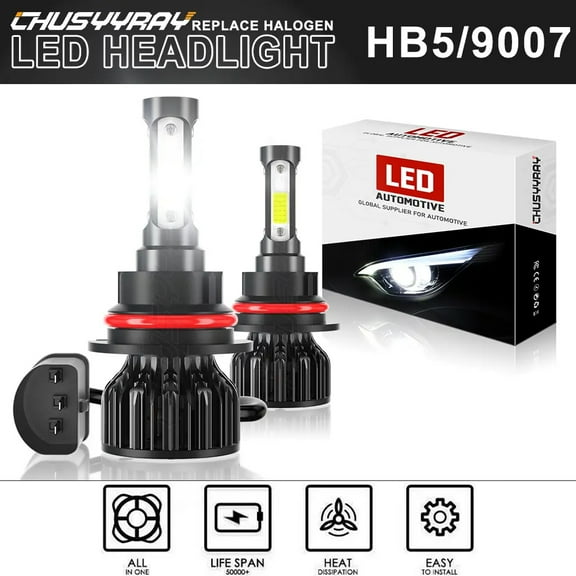 4-Side 9007 LED Conversion Bulbs Kit for 2000-2016 Peterbilt Pete Headlight Lamp 6000K White 2x