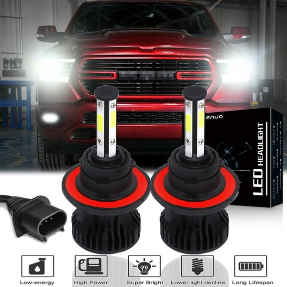 4-Side 9008/H13 LED Headlight Bulbs for Dodge Ram 2500 2006-2010 High/Low Beam,2pc,SHENKENUO