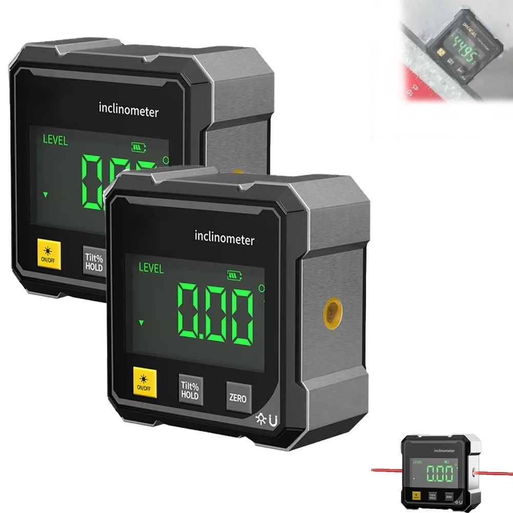 4-Side Magnetic Digital Angle Gauge with Laser, Cube Inclinometer with ...