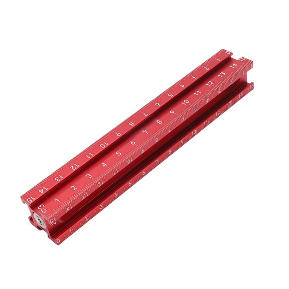 4-Side Scaled Ceiling Leveling Ruler Magnetic End Aluminum Alloy Layout Tool for Tiling and Woodworking Projects, Dual Unit 18 Inches / 45.7 CM Measuring Device