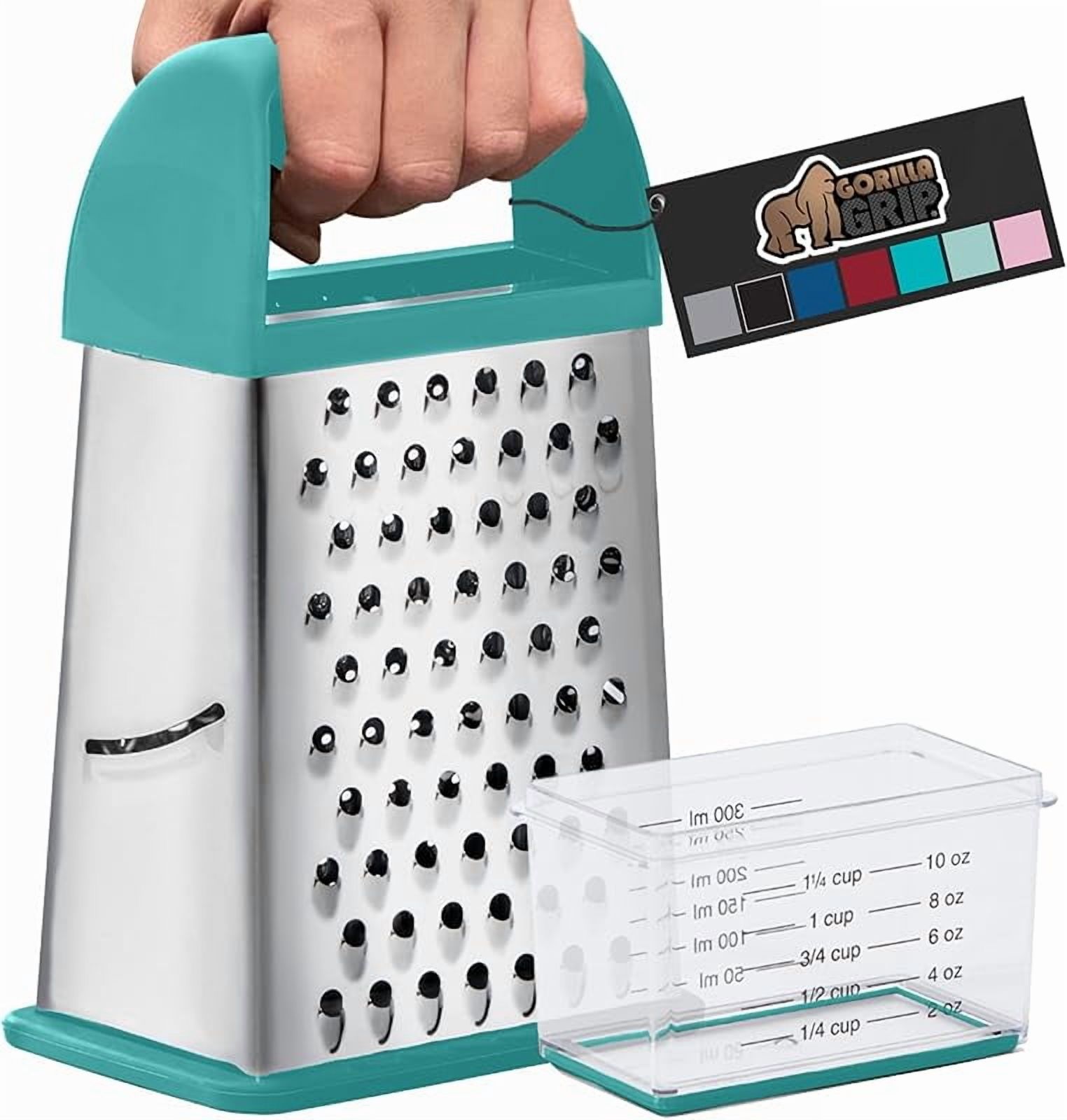 Grate Box 4-Sided 100% BPA-Free Cheese Grater With Container, Stainless Steel Box ...