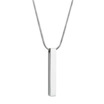 4 Sided Bar Necklace, Memorial Jewelry 3D Bar Necklace, Keepsake Bar Necklace, Ashes Holder Bar Necklace, Unisex Cremation Necklace with Filling Kit and Ship Next Day! [Silver, No Engraving]