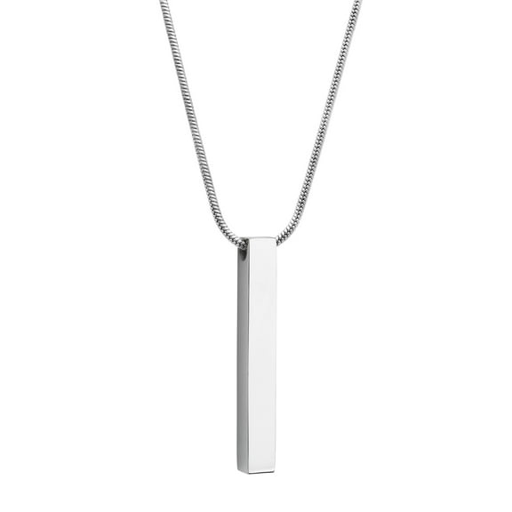 4 Sided Bar Necklace, Memorial Jewelry 3D Bar Necklace, Keepsake Bar Necklace, Ashes Holder Bar Necklace, Unisex Cremation Necklace with Filling Kit and Ship Next Day! [Silver, No Engraving]