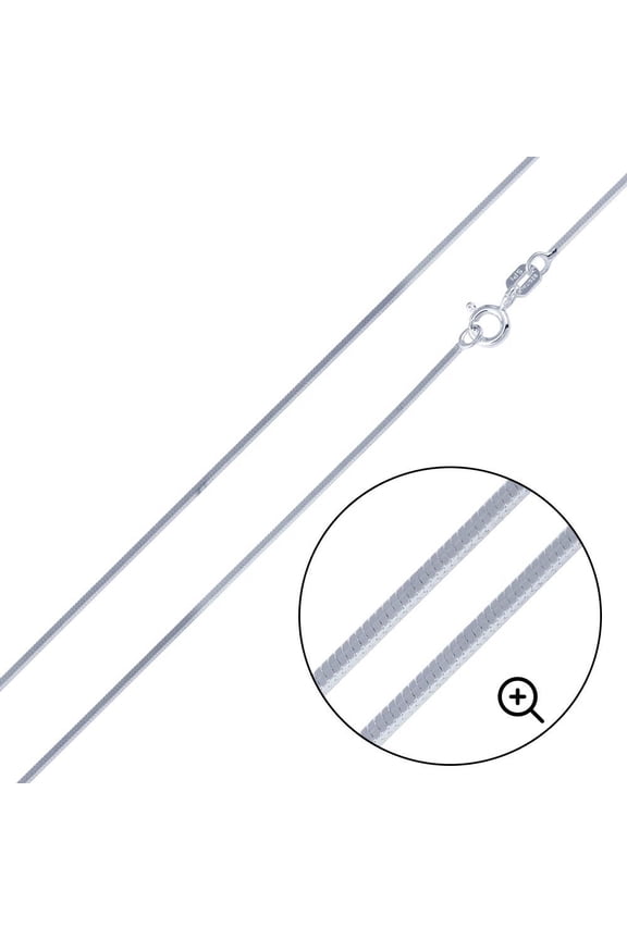 4 Sided Diamond-Cut Snake Square 025 Chain 0.9mm Made in Italy 18" Silver 925 Jewelry Female Unisex