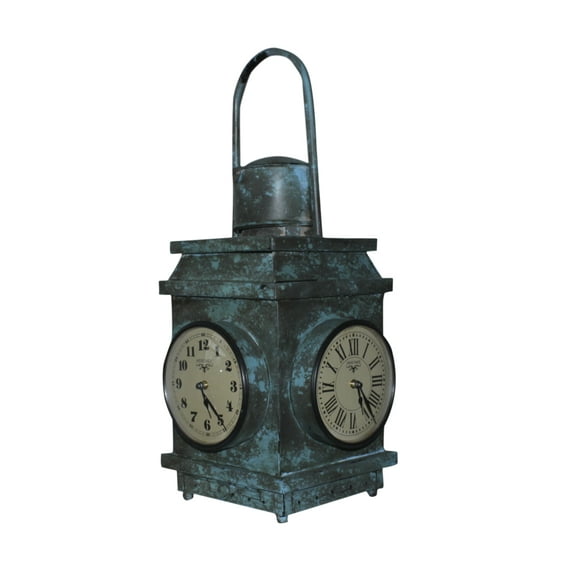 4-Sided Floor Clock made from Old Iron Lantern, Blue