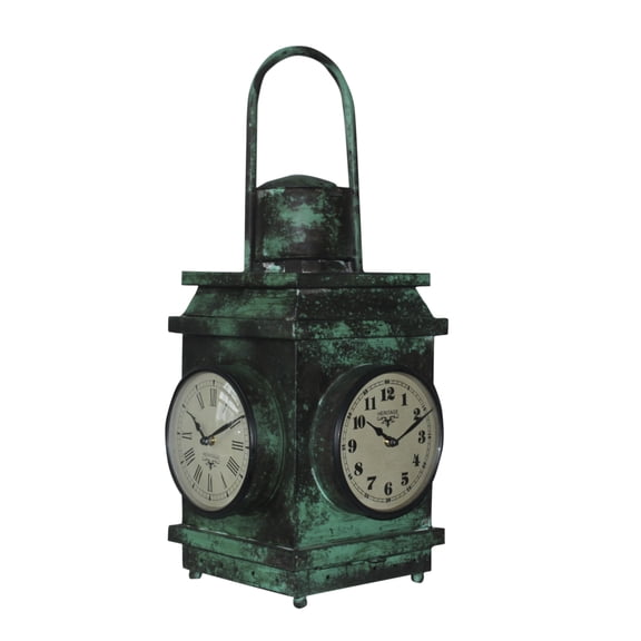 4-Sided Floor Clock made from Old Iron Lantern, Green