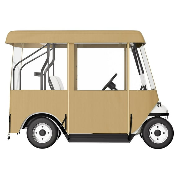 4-Sided Golf Cart Enclosure, Waterproof 300D Fairway Deluxe Cover w/ Clear Windows, Fits EZGO/Club Car/Yamaha (Roof Up to 78.7''L)  4-Person Protection