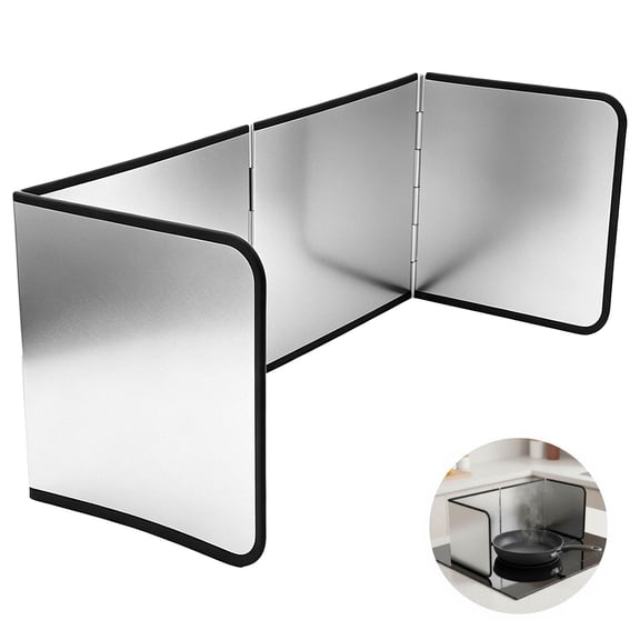 4 Sided Splatter Guard for Stove, Foldable Oil Splatter Screen Galvanized Aluminum, Kitchen Grease Splash Guard Shield for Frying Cooking, Nonstick Oil Barrier Protector