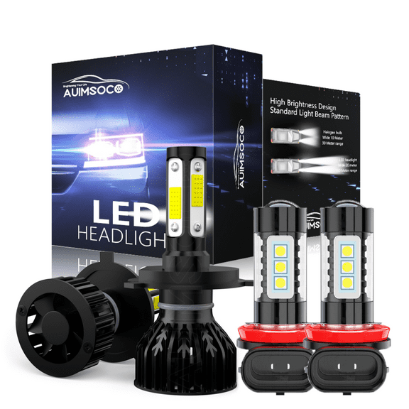 4-Sides 6000K LED Headlight Hi Lo Beam Fog Bulbs For Peterbilt 567 579 2019-2020