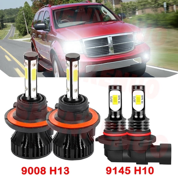 4-Sides H13 9008 High&Low Beam for Dodge Nitro 2007 2008 2009 2010 2011 2012 LED Headlights 9145 Fog Lights 4pcs