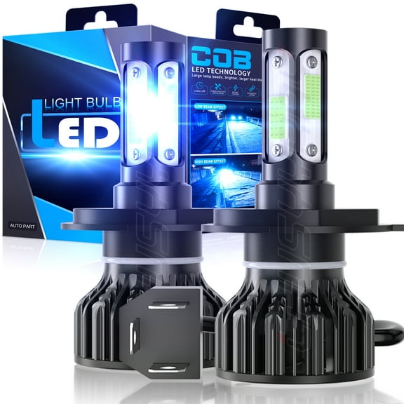 4-Sides H4 LED Headlight Bulbs Conversion Kit 9003 HB2 High-Low Beam 8000K Blue 2-Pack