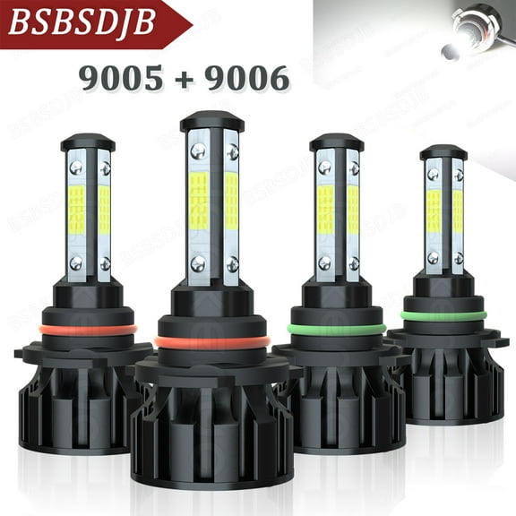 4-Sides LED Headlight High Low Beam Combo 4x Bulbs 6000K White Super Bright
