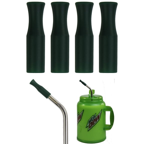 4 Silicone Tips 9mm for 14" Stainless Steel Straws Jumbo Big Gulp 64 oz 100 oz HUGE SUPER LONG Drinking Wide Insulated Whirley Travel Mug FOAM Truck Stop Cup