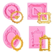 4 Silicones Fondant Mold Embossed Frame Pattern Chocolate Candy Baking Supplies