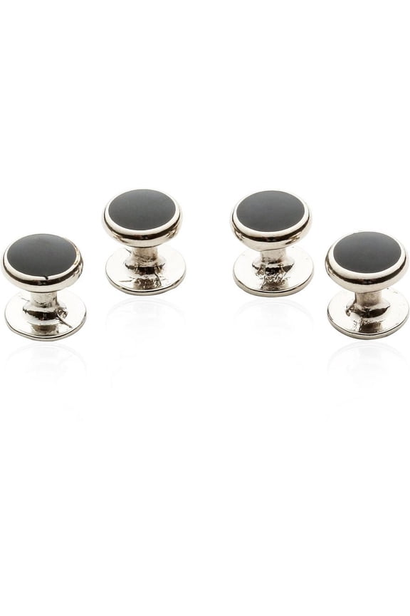 4 Silver Black Shirt Studs