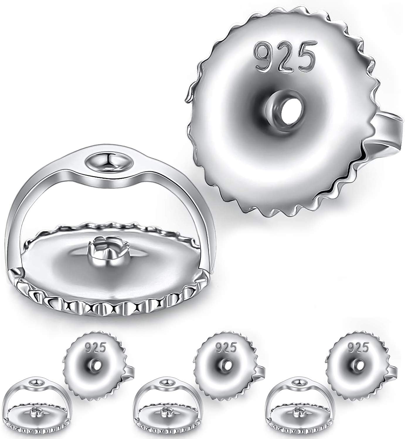 4 Silver Earring Earrings Replacements Silver Earring Earring Women Pairs Top Backs, Round Back Sterling Stud Clutches designed for Threaded Screw and Backs, Lifters Backs for together with[t296]