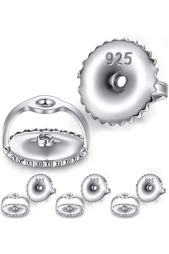 4 Silver Earring Earrings Replacements Silver Earring Earring Women Pairs Top Backs, Round Back Sterling Stud Clutches designed for Threaded Screw and Backs, Lifters Backs for together with[t296]