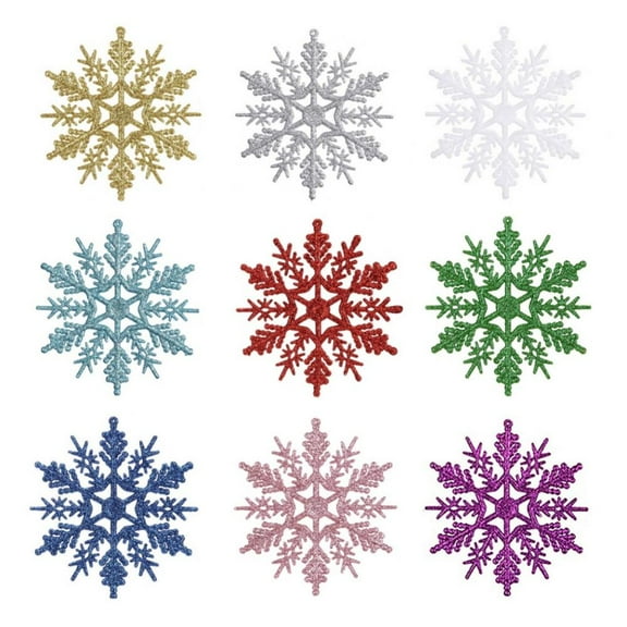 4" Silver Glitter Snowflake Christmas Ornament, 12 per Box