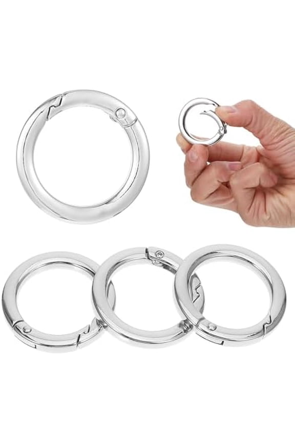 4 Silver Metal O Ring for Purse Strap - 1 Inch Round Spring Ring Clasp for Handbag, Keys & Carabiner
