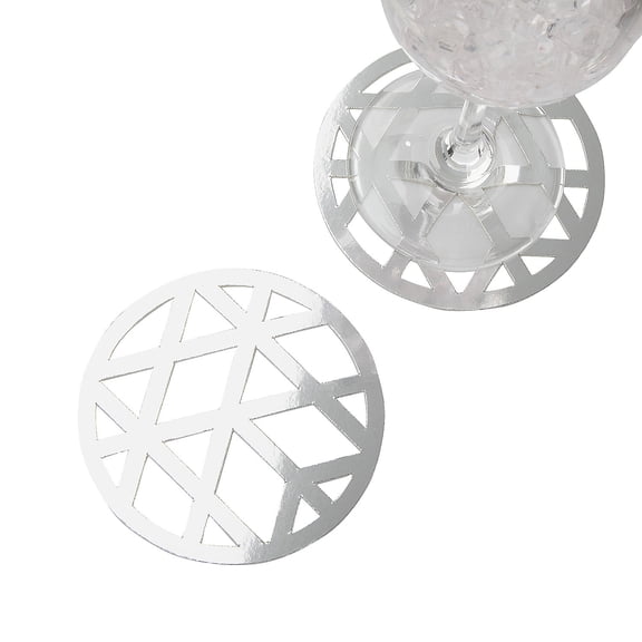 4" Silver Metallic Laser Cut Round Coasters - 12 Pieces
