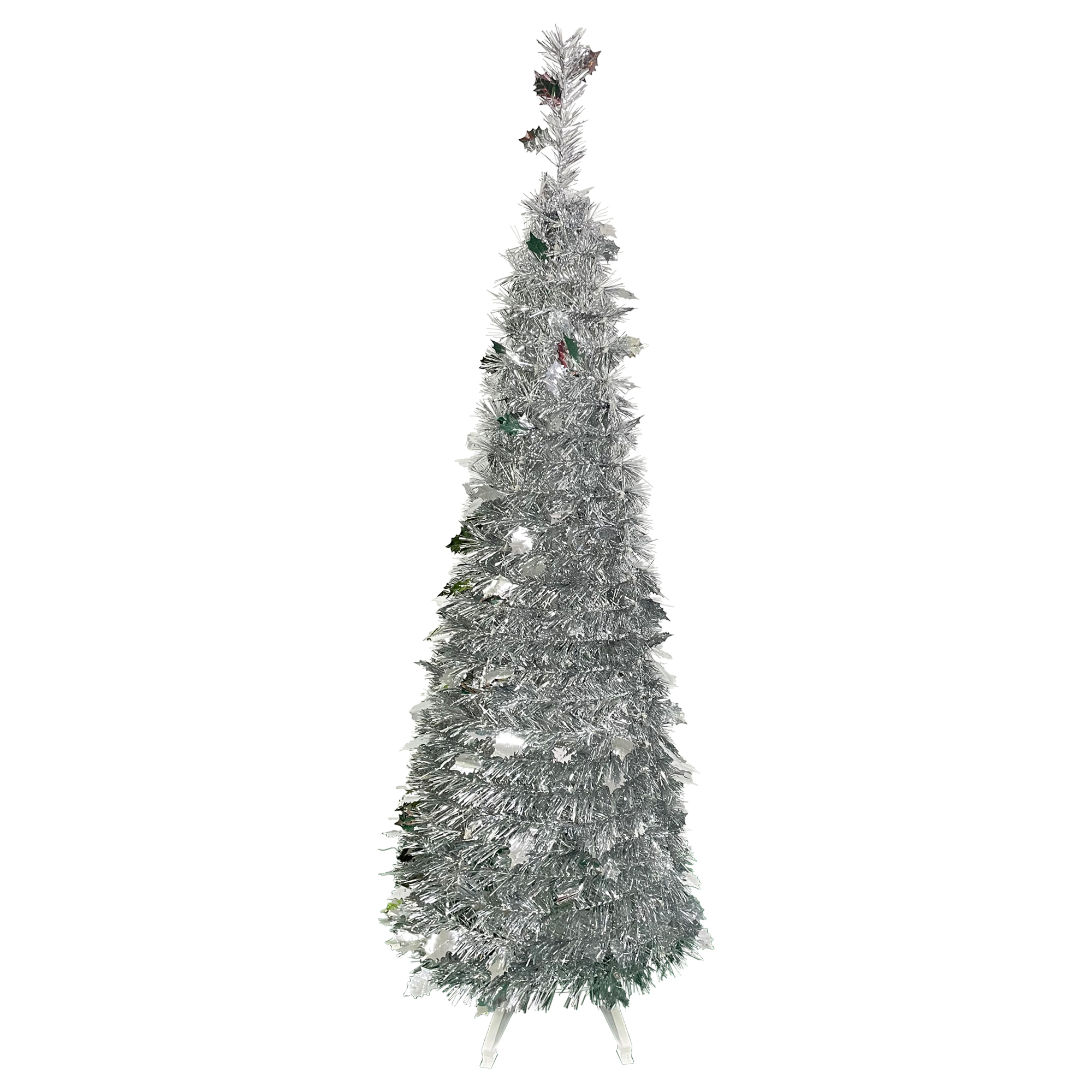 4' Silver Tinsel PopUp Artificial Christmas Tree, Unlit