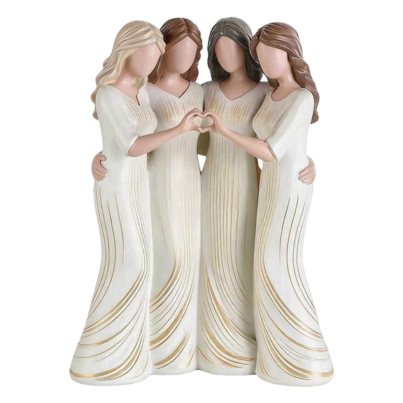 4 Sisters Friendship Resin Figurines Statue - Friend Birthday for Women | Resin Friendship Decoration | Statue Decor | for Display Desk Bedside Workplace Living Room Tea Table Dorm Apartment