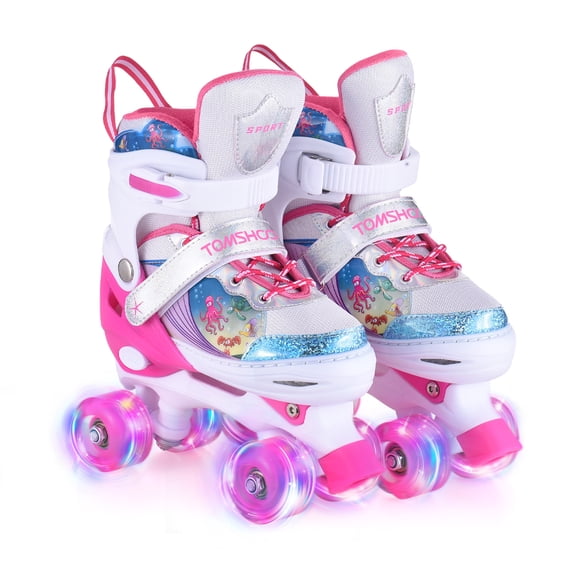 4 Size Adjustable Light Roller Skates for Boys Girls Toddlers Beginners