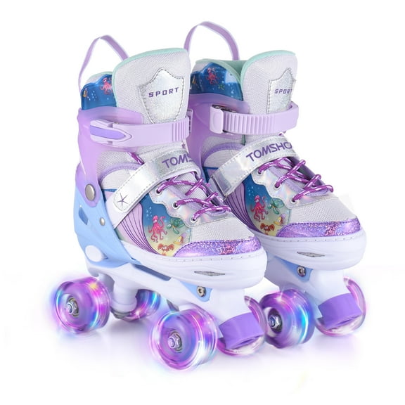 4 Size Adjustable Light Roller Skates for Boys Girls Toddlers Beginners