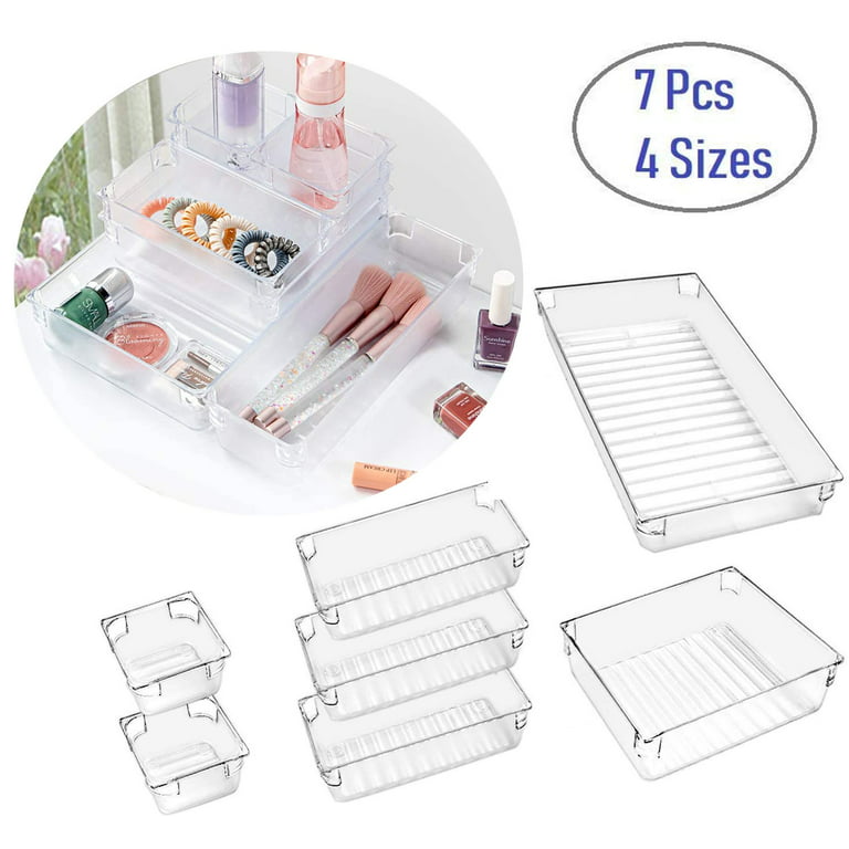 Acrylic Makeup Organizer with 19 Drawers, 4 Pack Desk Organizers and  Accessories, Clear Office Desk Accessories, Desk Organizer with Drawers,  Drawer
