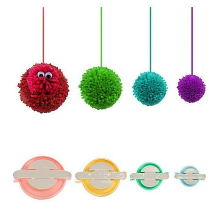 4-Size Pompom Maker Set – Multi-Size Fluff Ball Weaver & Knitting Wool Tool for Creative DIY Crafts TIKA