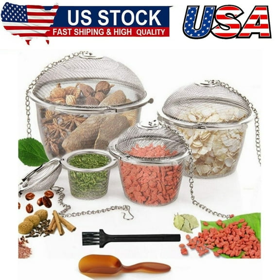 4 Size Stainless Steel Tea Strainer user Tea ball Locking Ball Tea Spice Mesh Herbal Ball Cooking tools With Chain