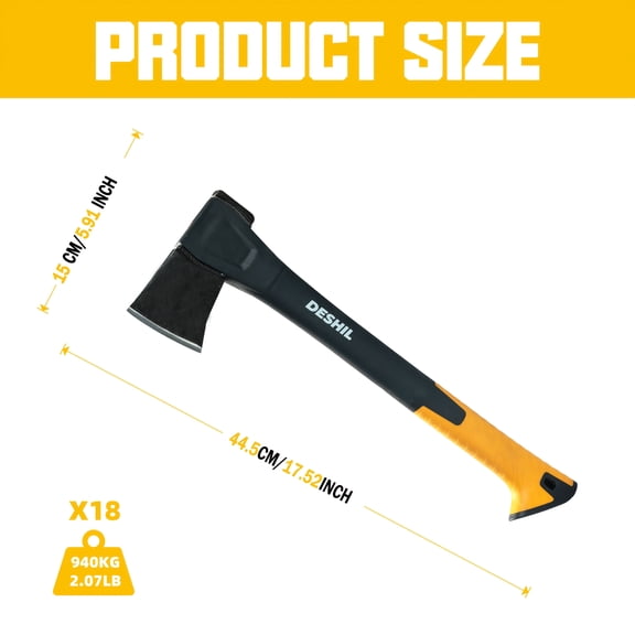 4-Size Teflon-Coated Wooden Axe - Forged Steel Blade for Camping/Gardening/Wood Chopping