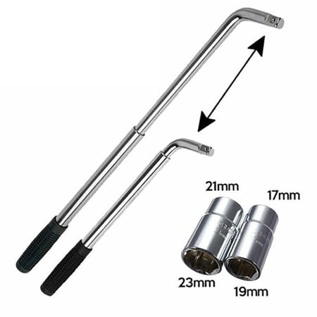 4 Size Wheel Lug Wrench Standard Sockets Telescoping Extendable Car Tire Nut Tool