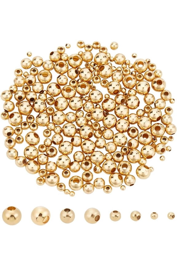 4 Sizes 200pcs 2/3/4/5mm Golden Round Spacer Beads Morse Code Bead Stainless Steel Loose Beads Beads Spacers Finding Metal Spacers for DIY Bracelet Necklace Jewelry Making for DIY