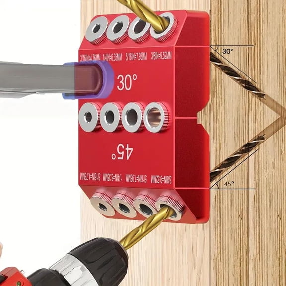 4 Sizes 30 45 90 Degree Angle Drill Guide Jig for Angled Hole and Straight Hole,Drill BlockDowel Drill GuideStair Wire Handrail, Deck Cable Railing Lag Screw Drilling Template Block