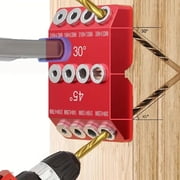 30 /45 /90  Angle Drill Guide Jig, Aluminum Alloy Straight Hole Drilling Block Attachment Tool for Cable Railing System, Wood Post, Deck & General Woodworking Projects