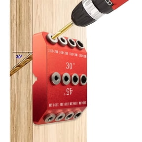 4 Sizes 30 45 90 Degree Angle Drill Guide Jig for Angled Hole and Straight Hole,Drill BlockDowel Drill GuideStair Wire Handrail, Deck Cable Railing Lag Screw Drilling Template Block