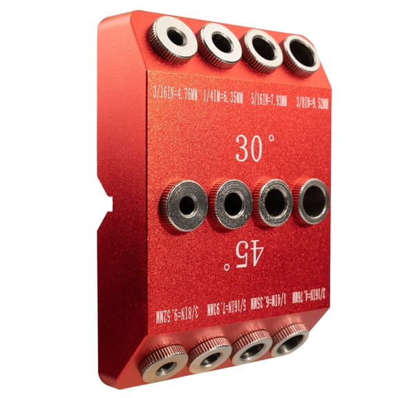 4 Sizes 30 45 90 Degree Angle Drill Guide Jig for Angled Hole and Straight Hole,Drill BlockDowel Drill GuideStair Wire Handrail, Deck Cable Railing Lag Screw Drilling Template Block