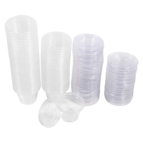 4 Sizes 50Pcs Disposable Plastic Clear Sauce Chutney Cups Boxes With Lid Food Takeaway Hot, Plastic Chutney Cup, Chutney Cup